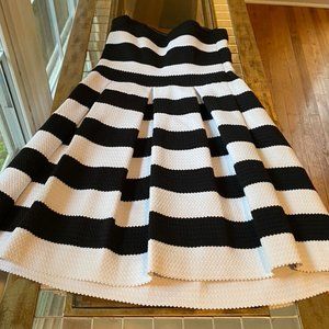 Black and White stripe strapless cocktail dress